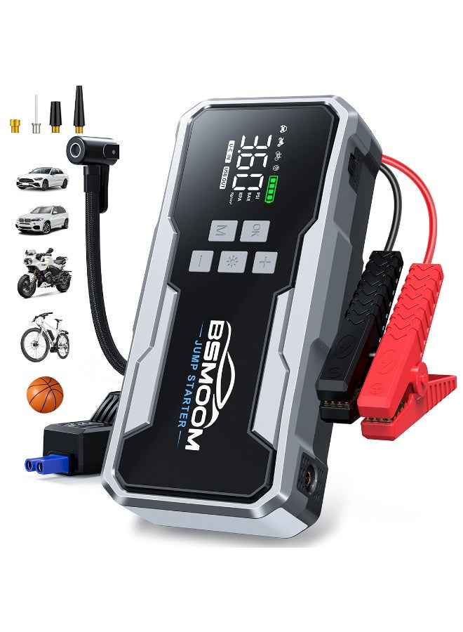 BSMOOM Jump Starter with Air Compressor 7000A 160PSI Portable Car Battery Jump Starter (All Gas/10L Diesel),12V Portable Booster Pack with Jumper Cables, Fast Charging, Emergency Light - Image 1